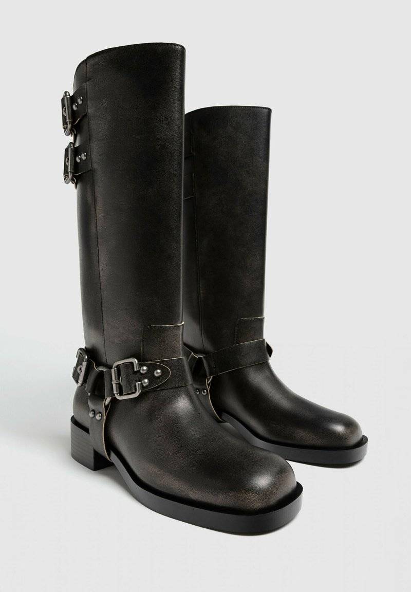 Stradivarius Stradivarius Cowboy/Biker boots - dark grey Große Rabatte