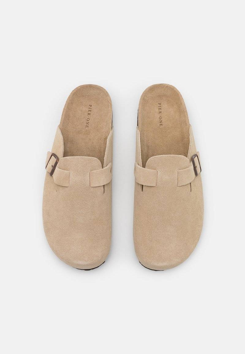 Pier One Pier One LEATHER UNISEX - Slippers - beige Tägliche Deals