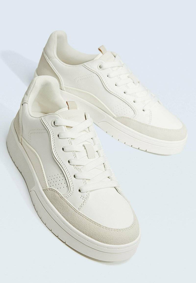Stradivarius Stradivarius CONTRAST - Trainers - white Zeitbegrenzte Promotion