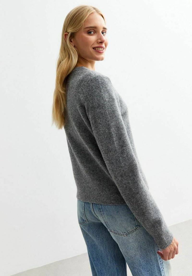New Look New Look CREW NECK - Cardigan - grey VIP-Rabatte