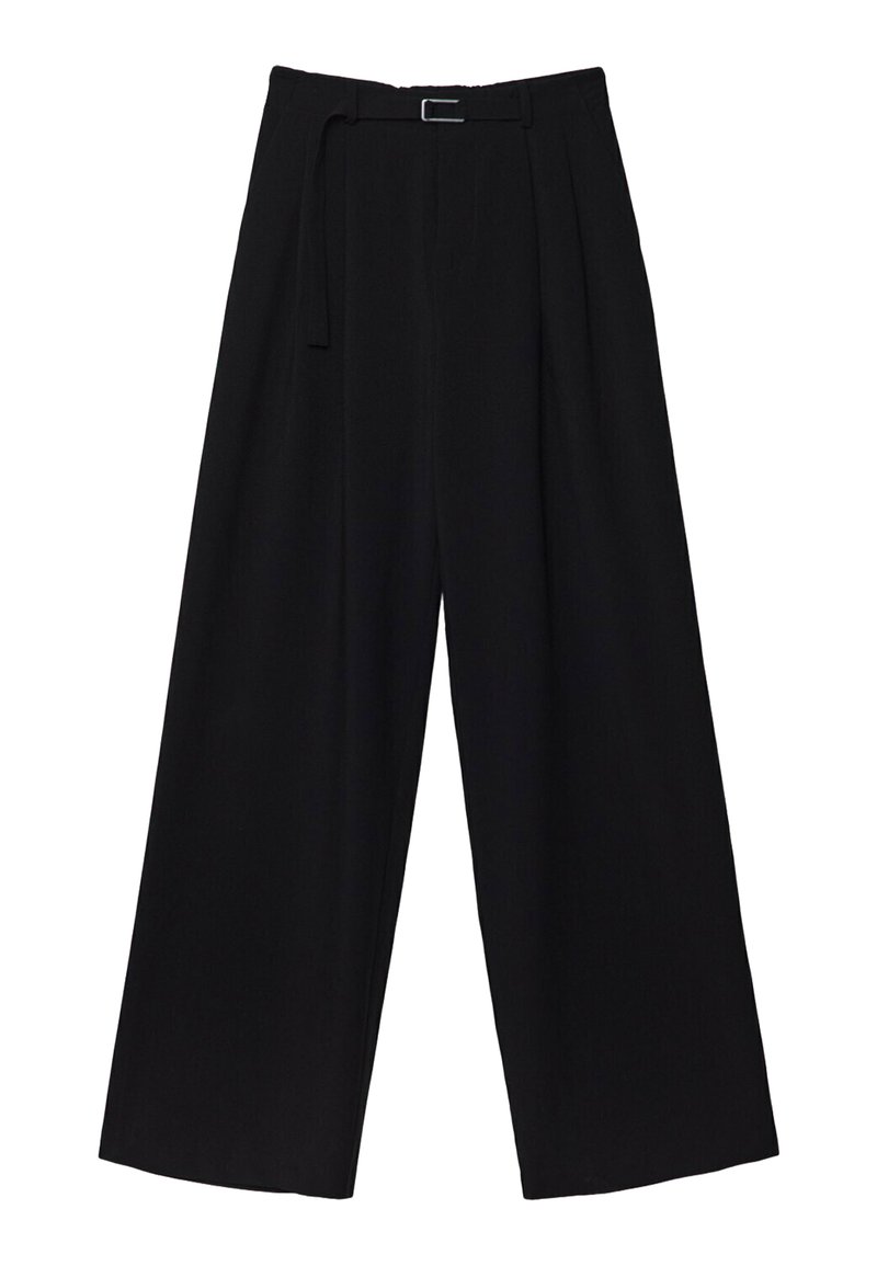 Stradivarius Stradivarius WITH BUCKLE DETAIL - Trousers - black Super Sparpreis