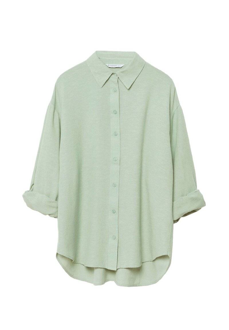 Stradivarius Stradivarius RUSTIKALES DAILY - Button-down blouse - khaki Letzter Tag