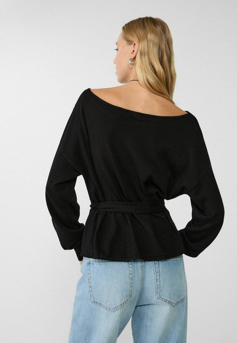 Stradivarius Stradivarius BOAT NECK - Jumper - black Nur für heute