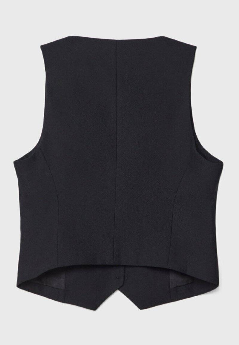 Stradivarius Stradivarius SHORT BUTTONED - Waistcoat - black Clearance-Verkauf