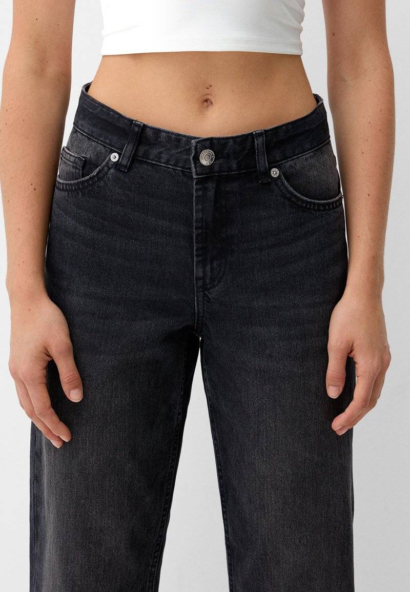 Bershka Bershka Straight leg jeans - dark grey Neueste Stile
