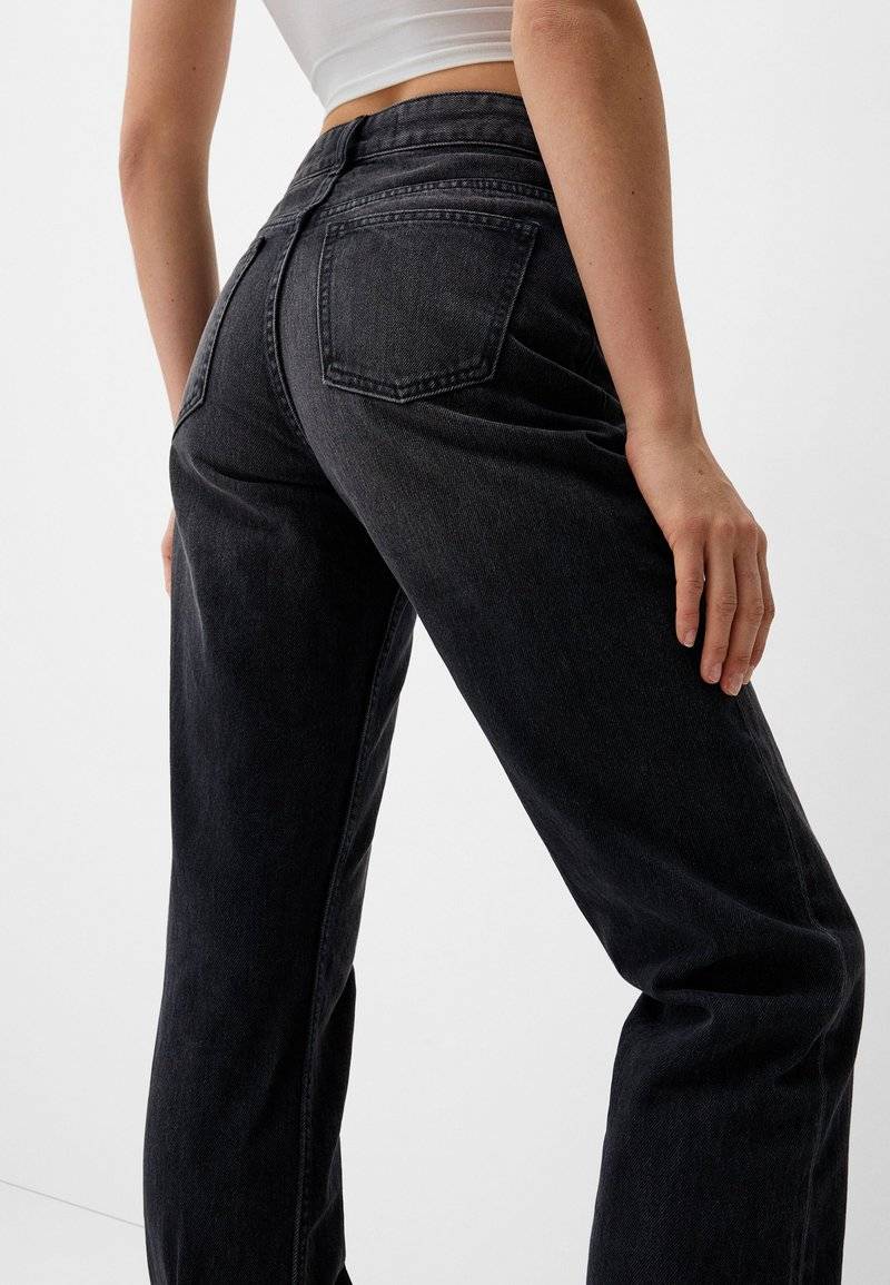 Bershka Bershka Straight leg jeans - dark grey Neueste Stile