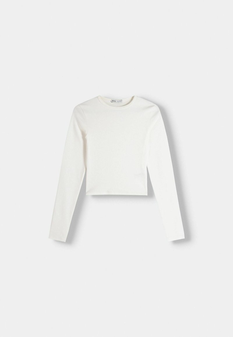 Bershka Bershka LONG SLEEVE - Long sleeved top - white Bis zu 65% Rabatt