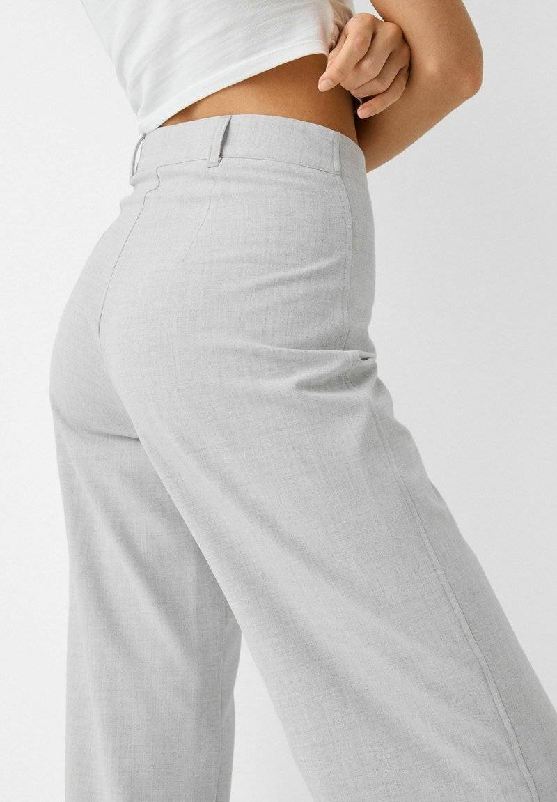 Bershka Bershka WIDE TAILORED - Trousers - mottled grey Vierteljährliche Förderung