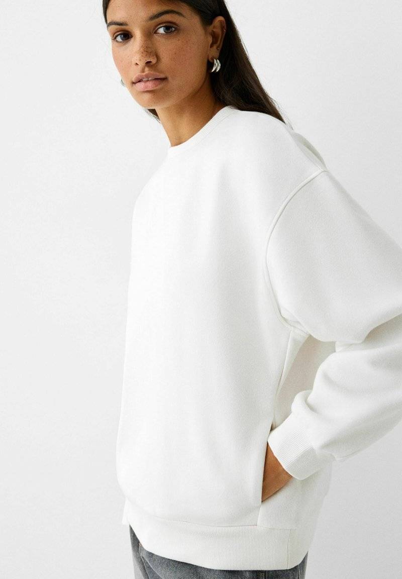 Bershka Bershka Sweatshirt - white Bis zu 55% Rabatt