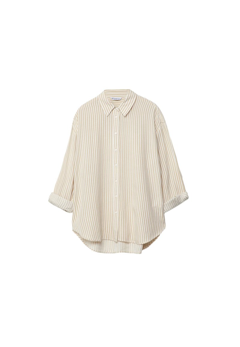 Stradivarius Stradivarius STRIPED - Button-down blouse - stone Super Rabatt