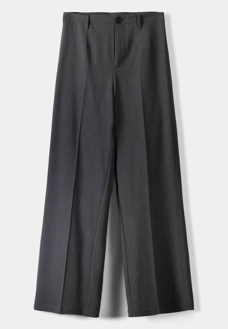 Bershka Bershka WIDE TAILORED - Trousers - mottled dark grey 50% Rabatt mit kostenlosem Versand