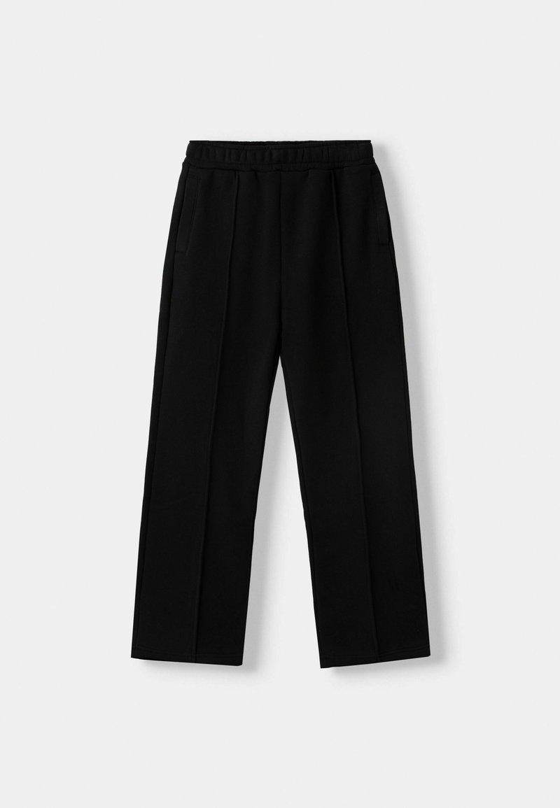 Bershka Bershka WIDE - Tracksuit bottoms - black Begrenzt auf 3 Tage