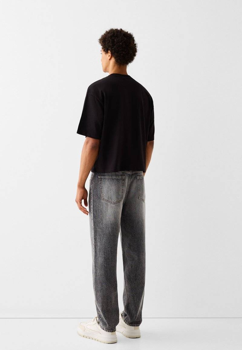 Bershka Bershka Straight leg jeans - mottled dark grey Letzte 3 Tage