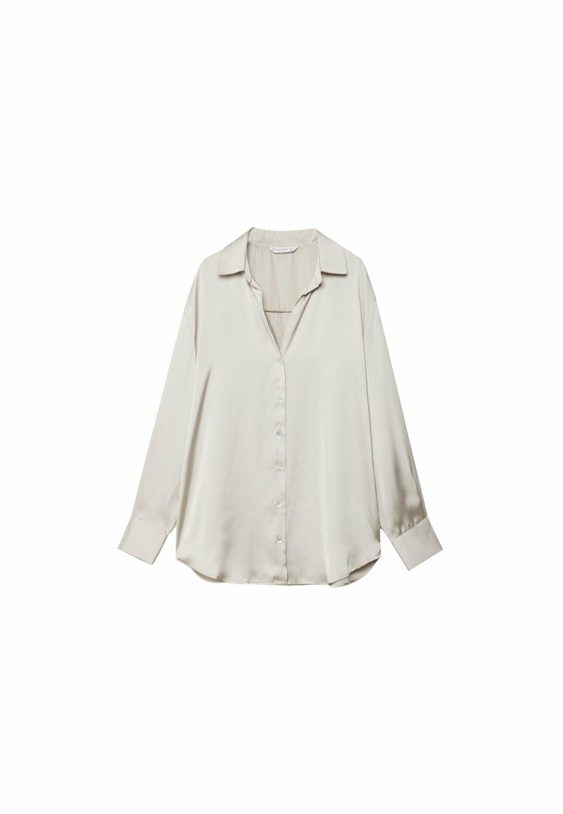Stradivarius Stradivarius COLLARED - Button-down blouse - stone Letzte 2 Tage