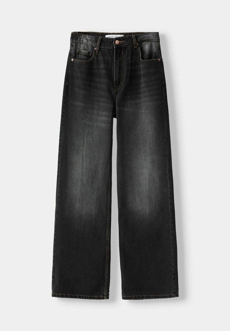 Bershka Bershka BAGGY - Flared Jeans - black Kostenloser Versand international