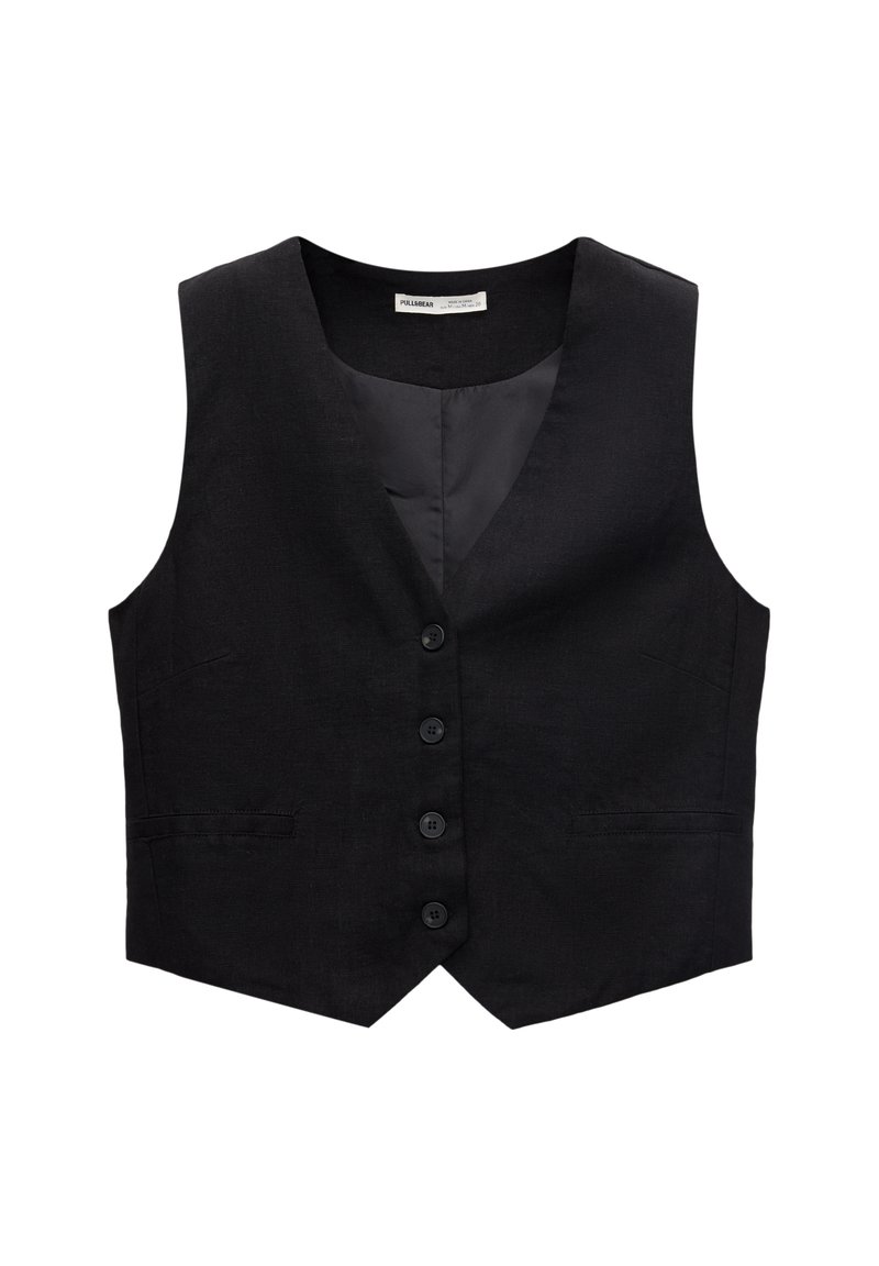 PULL&BEAR PULL&BEAR BASIC RUSTIC - Waistcoat - black Super Rabatt