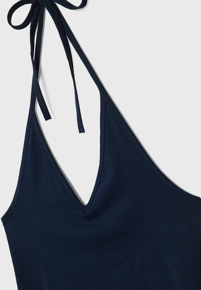 Stradivarius Stradivarius TIED HALTER - Top - dark blue Clearance-Verkauf