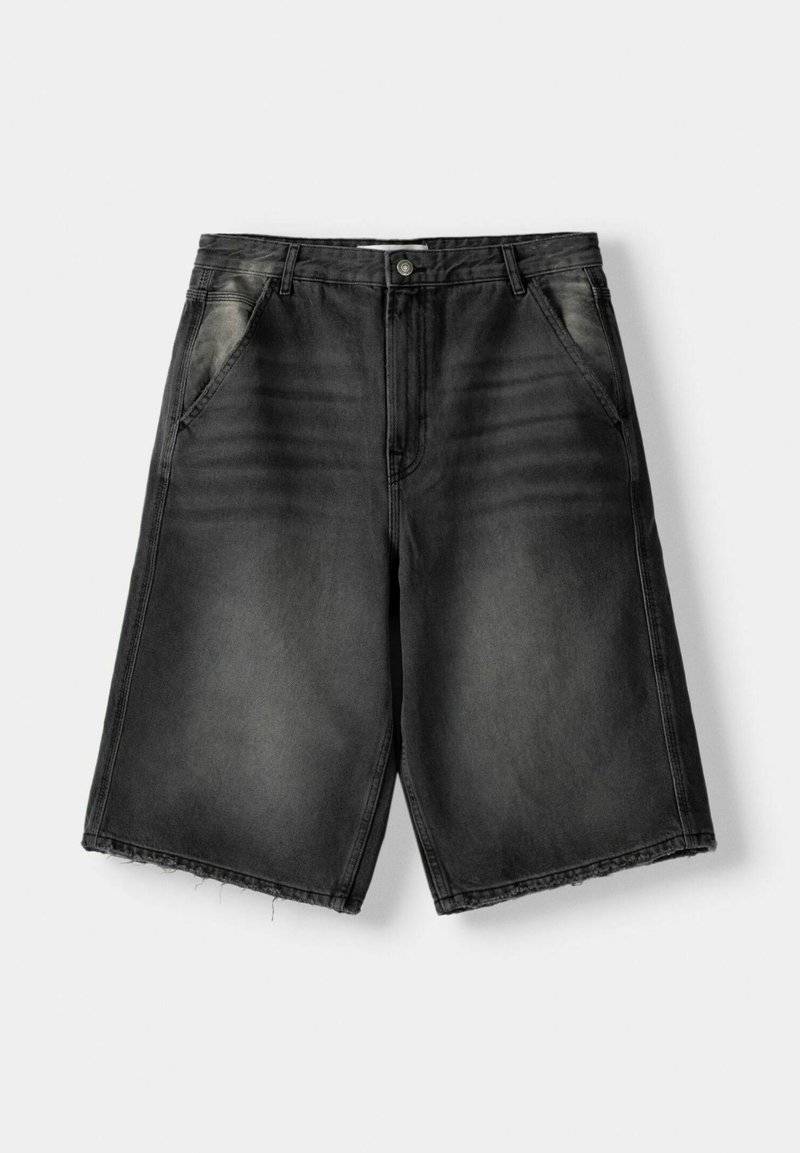 Bershka Bershka SKATER - Denim shorts - black Im Verkauf