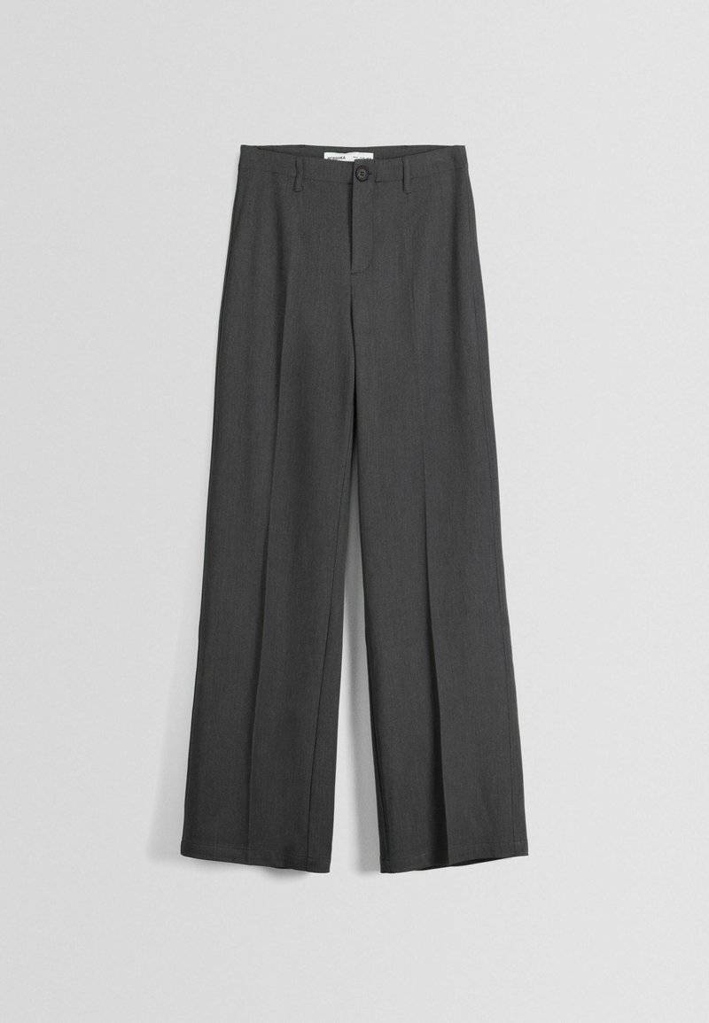 Bershka Bershka WIDE-LEG TAILORED - Trousers - mottled dark grey Tägliche Deals