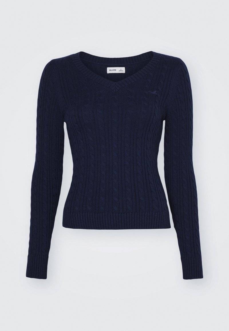 Hollister Co. Hollister Co. ICON CABLE V NECK - Jumper - navy blazer Bis zu 50% Rabatt