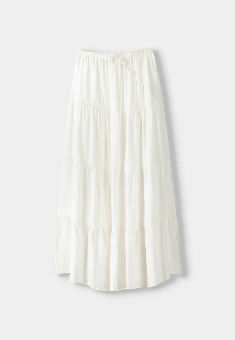 Bershka Bershka ELASTICATED - Maxi skirt - white Nur für heute