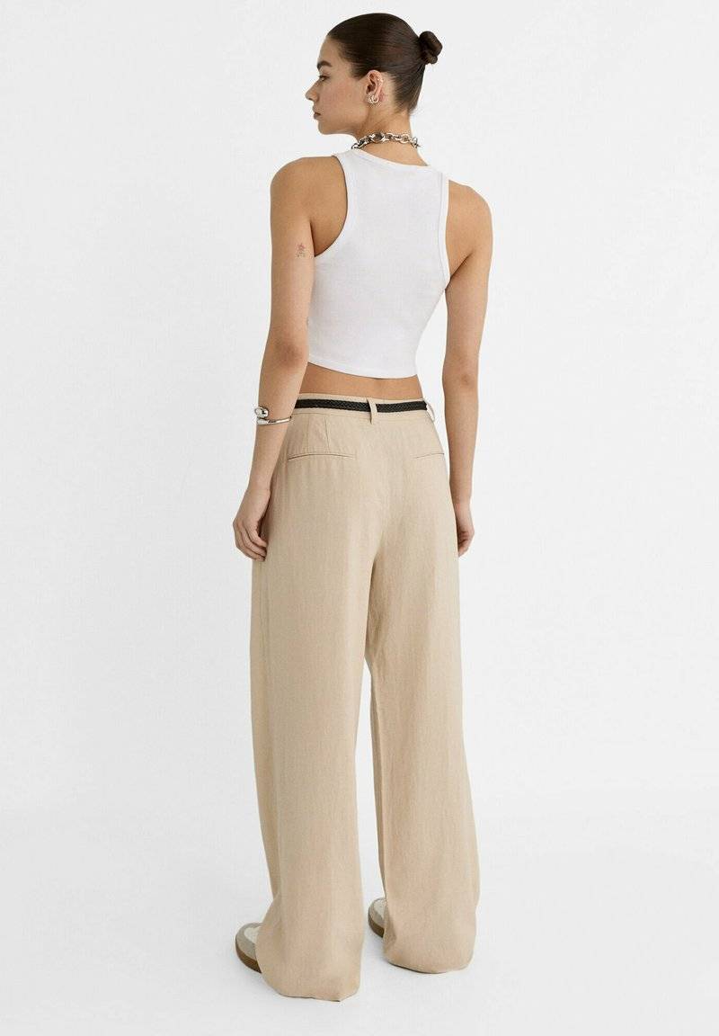 Stradivarius Stradivarius WITH BELT - Trousers - beige Discount Store für neue Produkte