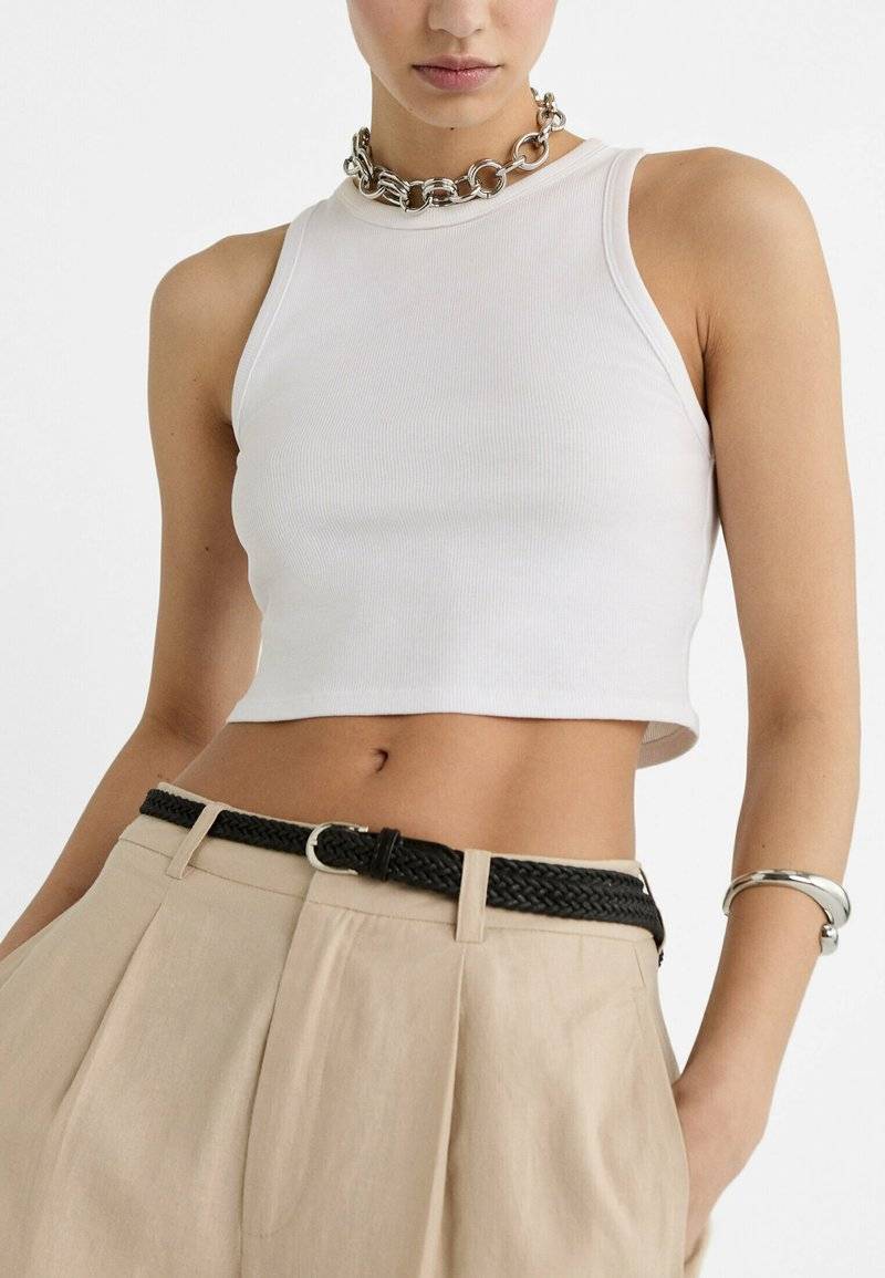 Stradivarius Stradivarius WITH BELT - Trousers - beige Discount Store für neue Produkte
