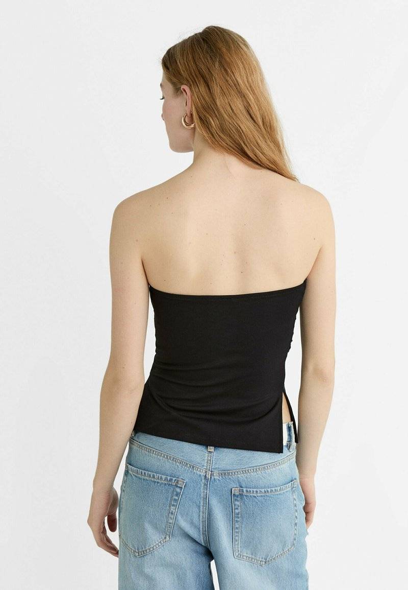 Stradivarius Stradivarius BANDEAU WITH SIDE VENTS - Top - black Nur noch ein Tag übrig