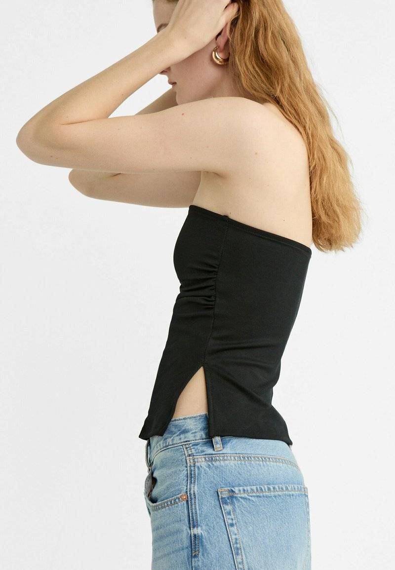Stradivarius Stradivarius BANDEAU WITH SIDE VENTS - Top - black Nur noch ein Tag übrig