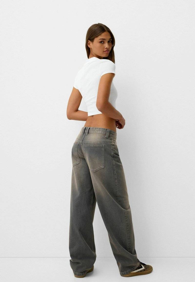 Bershka Bershka BALLOON FIT - Relaxed fit jeans - mottled dark grey Riesige Rabatte