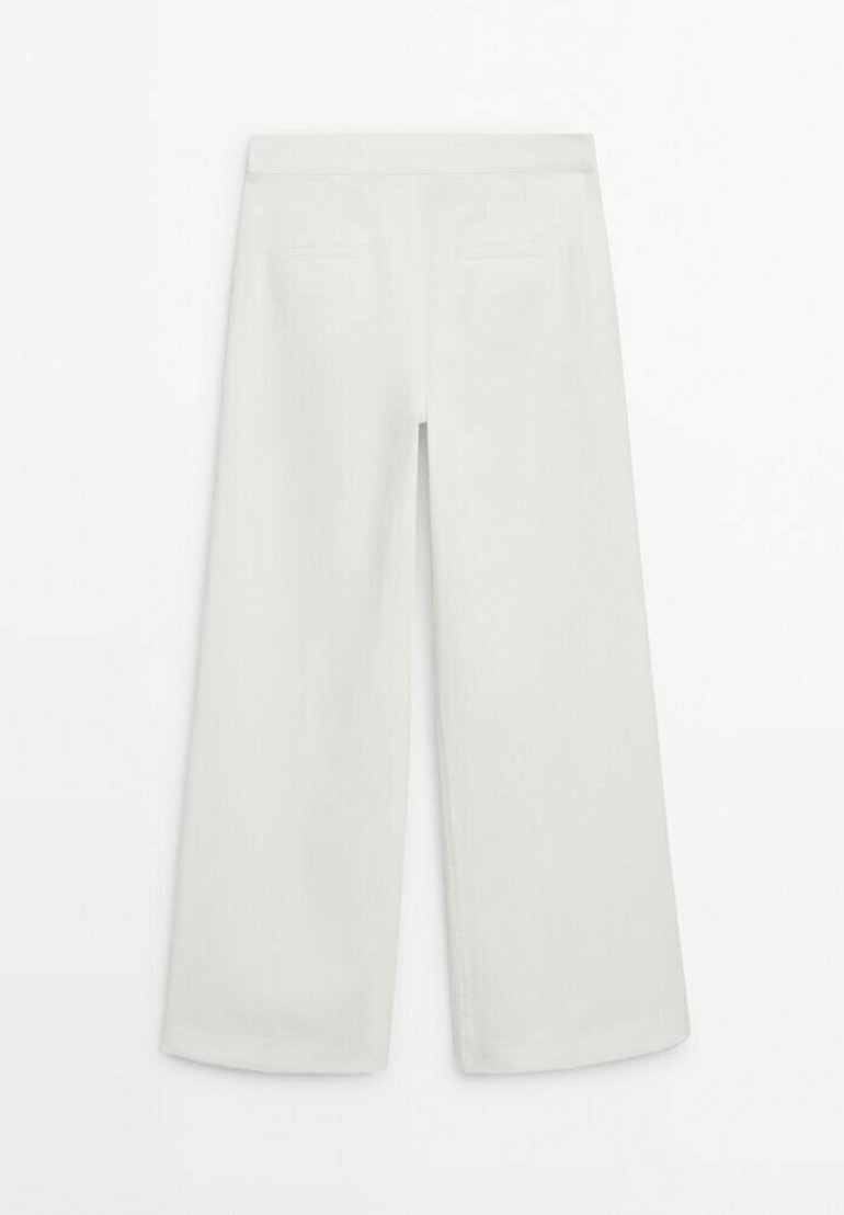 Massimo Dutti Massimo Dutti HIGH-WAIST FLARED - Trousers - white 50% Rabatt mit kostenlosem Versand