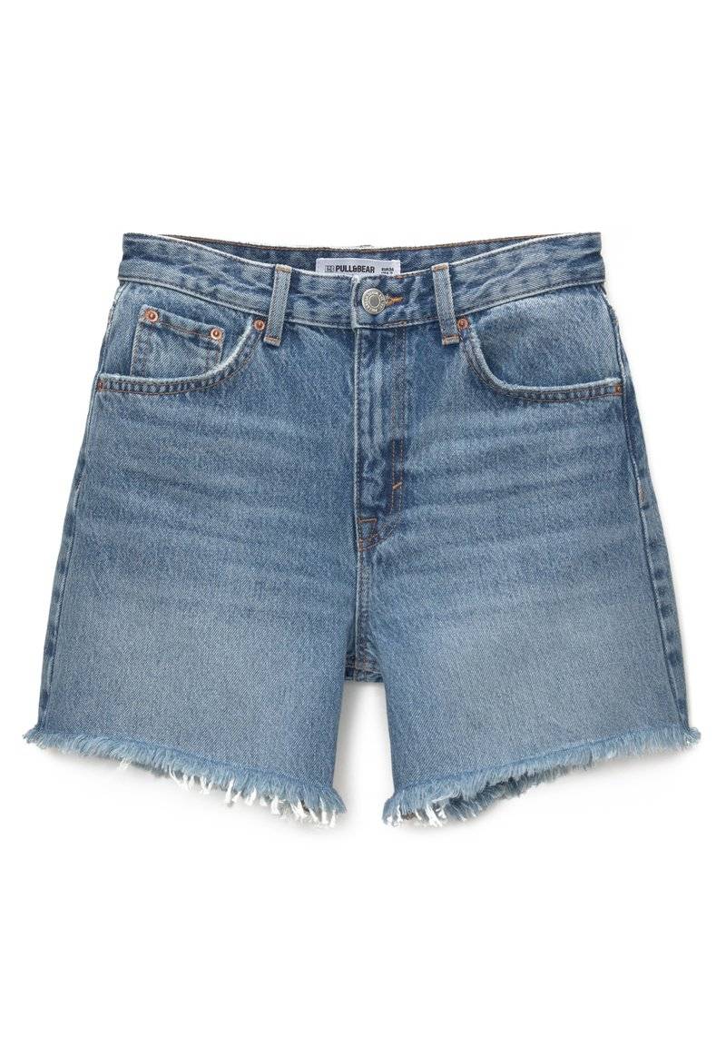 PULL&BEAR PULL&BEAR HIGH-WAIST - BERMUDA - Denim shorts - blue denim Clearance-Verkauf