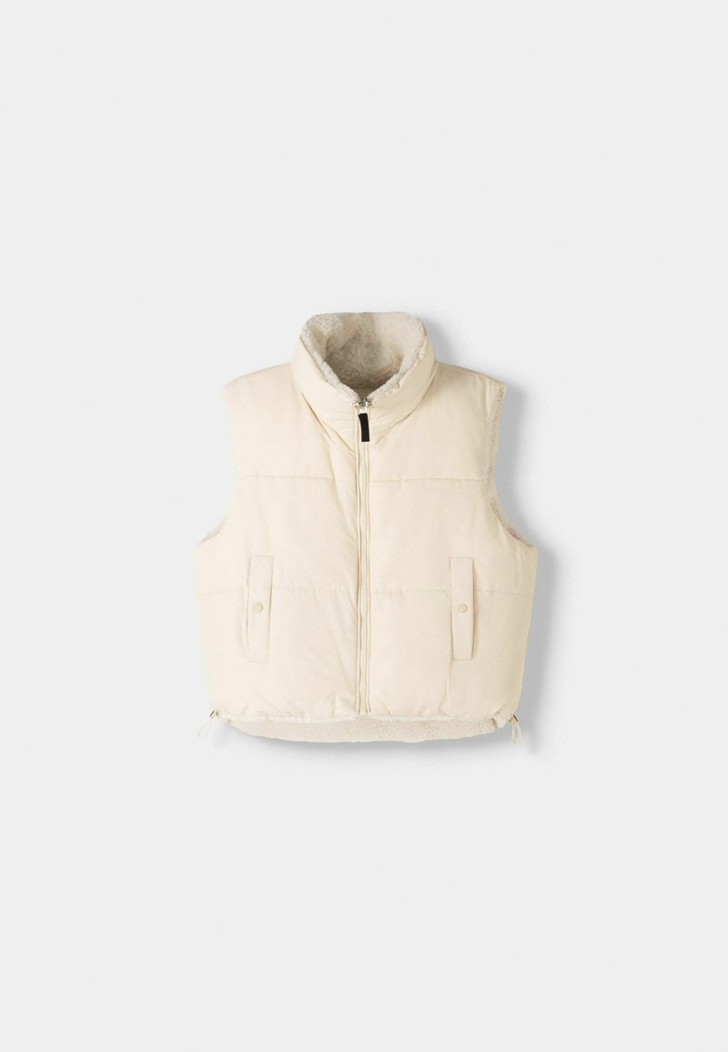 Bershka Bershka REVERSIBLE - Waistcoat - white Begrenzt auf 3 Tage