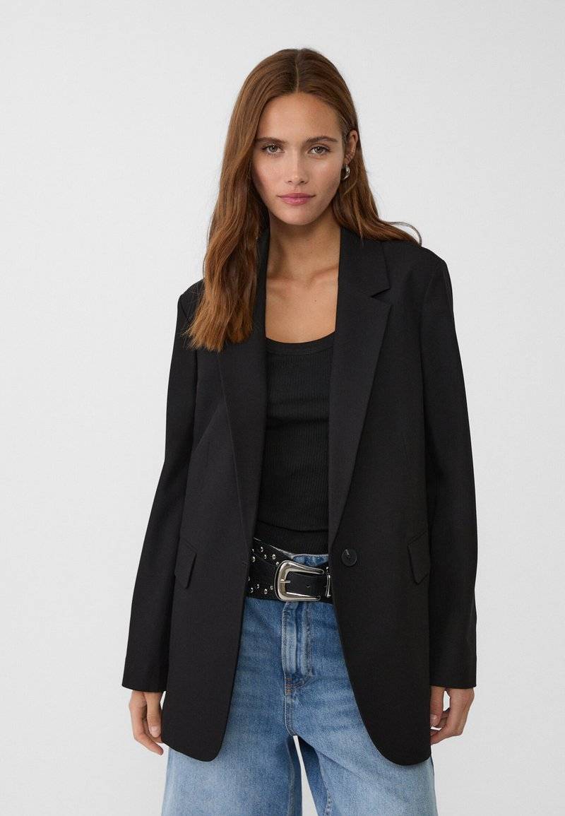 Stradivarius Stradivarius REGULAR FIT - Short coat - black Verkauf