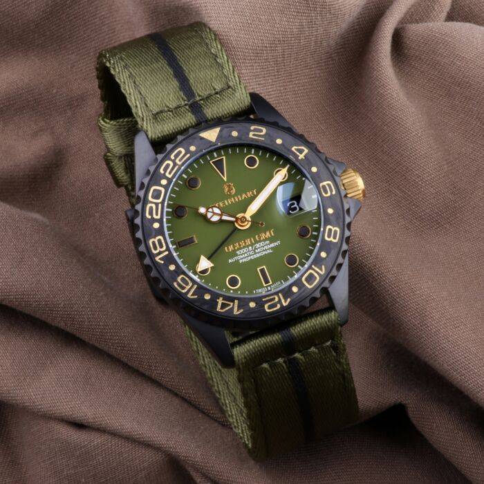 Steinhart Ocean 39 GMT black MILITARY khaki Taucheruhr Sonderangebote