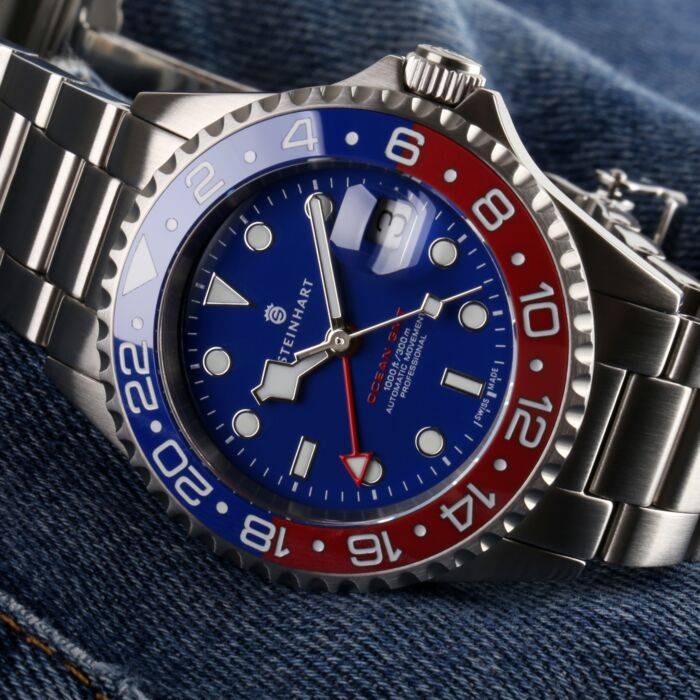 Steinhart Ocean One GMT BLUE-RED Ceramic blue dial Begrenzte Freigabe