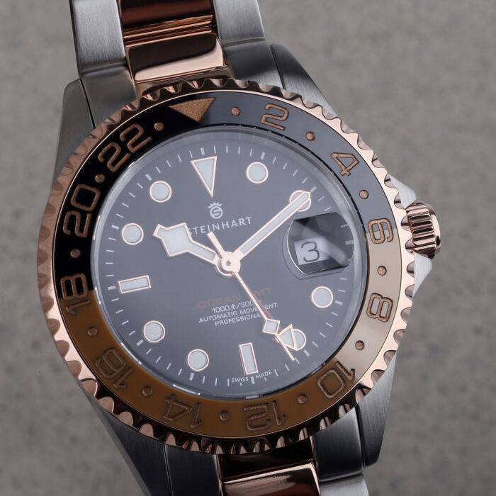Steinhart Ocean One GMT two-tone BLACK/KHAKI Taucheruhr Zeitbegrenzte Promotion