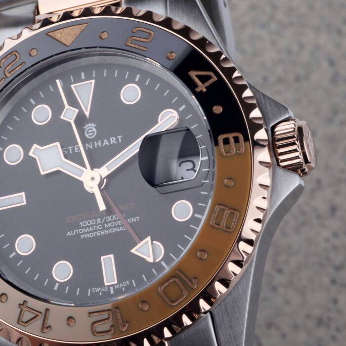 Steinhart Ocean One GMT two-tone BLACK/KHAKI Taucheruhr Zeitbegrenzte Promotion