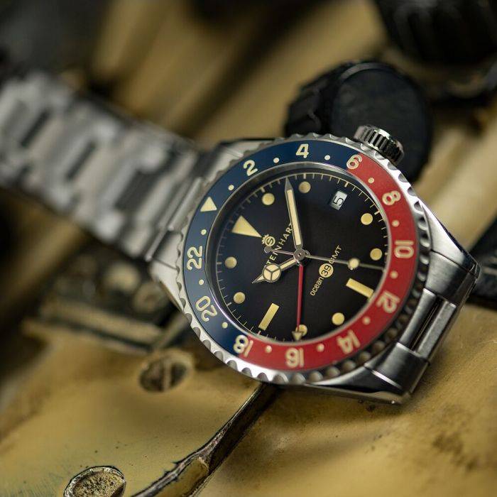 Steinhart Ocean 39 vintage GMT premium BLUE-RED Ceramic Versandkostenfrei