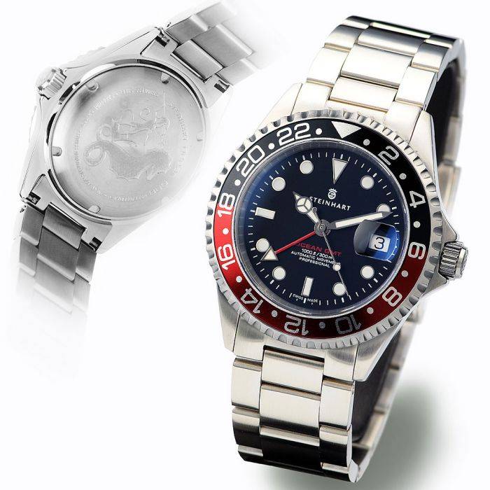 Steinhart Ocean One GMT BLACK-RED Taucheruhr Neueste Mode