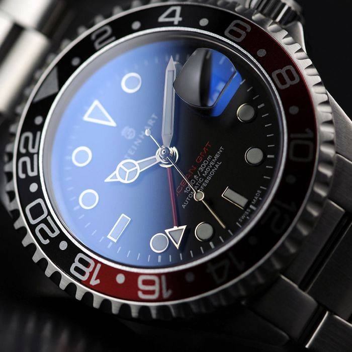 Steinhart Ocean One GMT BLACK-RED Taucheruhr Neueste Mode