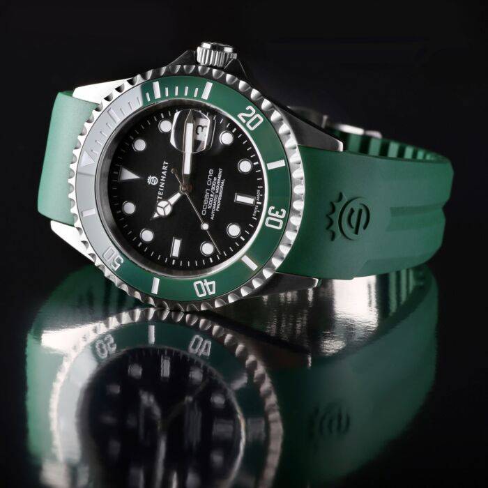 Steinhart Kautschukband grün 22x18 mm für Ocean 42 und Ocean 44 mit Schließe Stahl Super Rabatt